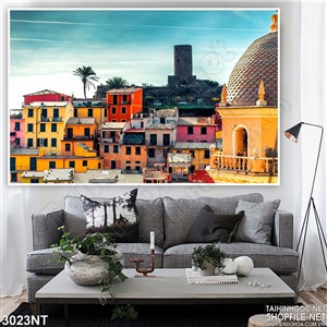 Tranh những ngôi nhà cao tầng đầy màu sắc