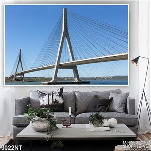 Tranh cây cầu vắng trên sông xanh