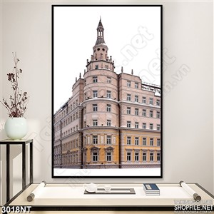 Tranh tòa nhà rộng thanh thang