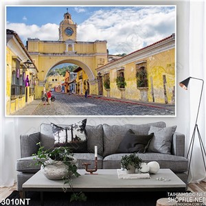 Tranh con đường đi đến cổng chào thành phố