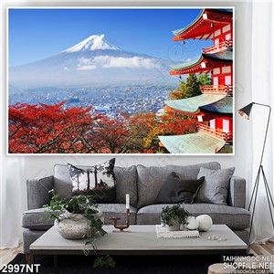 Tranh thành phố dưới chân núi Phú Sĩ