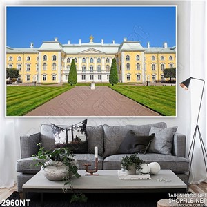 Tranh con đường dẫn vào tòa nhà đò sộ 3d