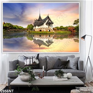 Tranh ngôi chùa giữa lòng sông