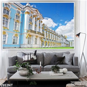 Tranh lâu đài trải dài trên đồng cỏ in uv