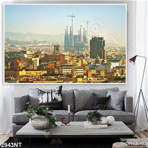 Tranh tòa tháp cao trong lòng thành phố