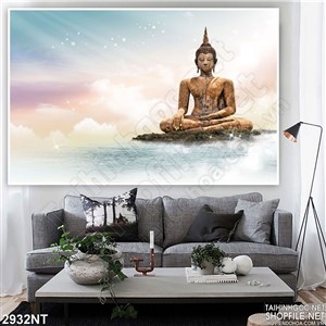 Tranh tượng phật tổ trên biển in uv