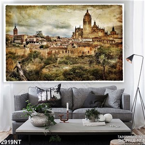 Tranh từ khu rừng nhìn ra những lâu đài 3d