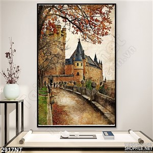 Tranh lâu đài bên bìa rừng già