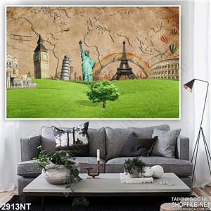 Tranh thảm cỏ bên những kiến trúc nổi tiếng