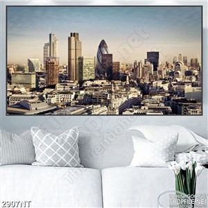 Tranh thành phố với những tòa nhà cao tầng