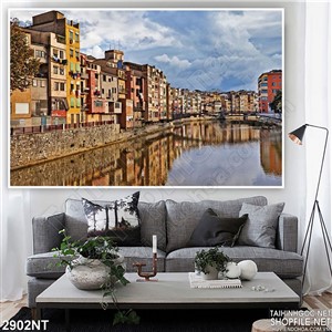 Tranh con kênh bên thành phố 3d