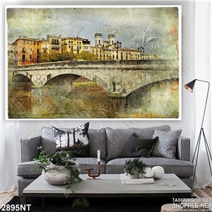 Tranh thành phố bên cây cầu trang trí tường