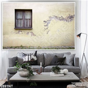 Tranh bức tường có ô cửa sổ 3d