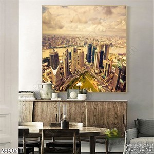 Tranh nhìn thành phố biển từ trên cao