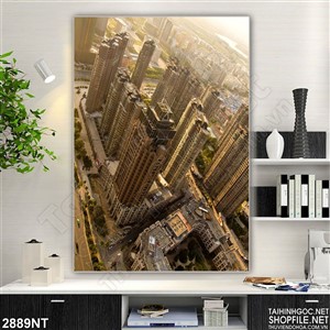 Tranh những tòa nhà cao ốc trang trí phòng