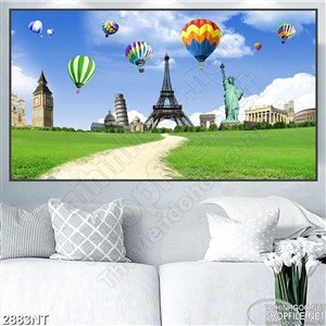 Tranh kinh phí cầu trên bầu trời xanh trong