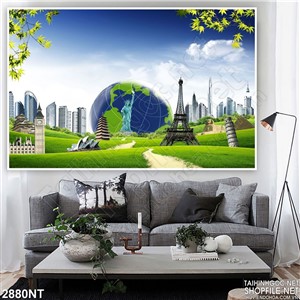 Tranh nhưững kiến trúc nổi tiếng trên nền mây