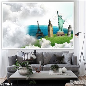 Tranh những kiến trúc nổi tiếng trên nền mây