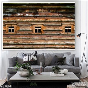 Tranh bức tường gỗ nhiều cửa sổ