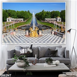 Tranh vòi phun nước trong lâu đài