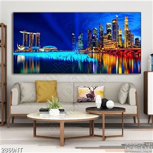 Tranh biển xanh về đêm treo tường