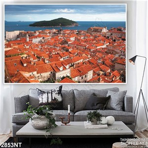 Tranh thành phố lợp ngói đỏ