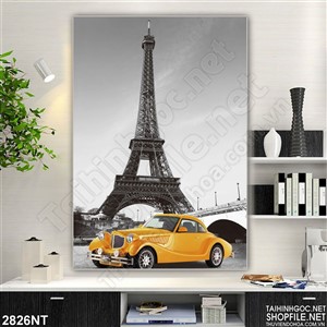 Tranh đen trắng tháp effen hùng vĩ