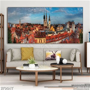 Tranh nhà thờ trong thành phố in uv