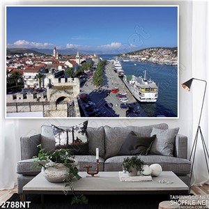 Tranh thành phố trắng trên biển