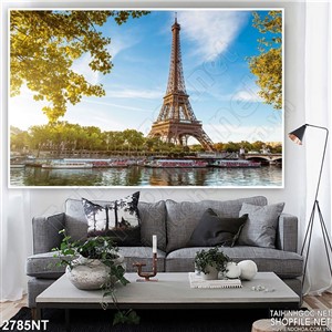 Tranh những con thuyền dưới chân tháp effen