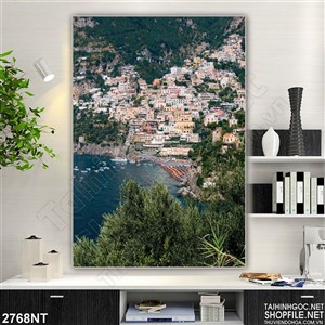 Tranh thành phố trên đồi treo tường