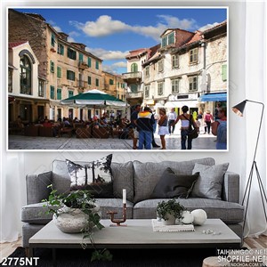 Tranh con phố tấp nập