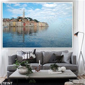 Tranh thanh phố trên mặt biển manh mông