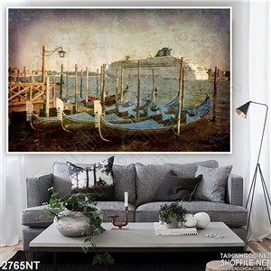 Tranh những con đò neo bến treo tường