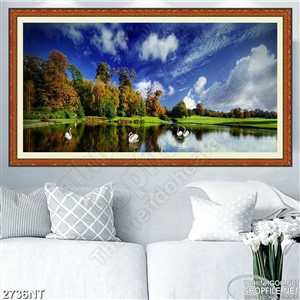 Tranh hồ thiên nga ngoài bìa rừng