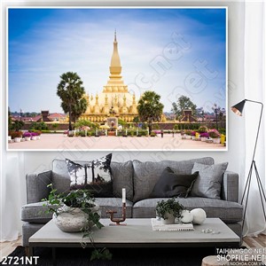 Tranh chùa vàng trang trí căn phòng