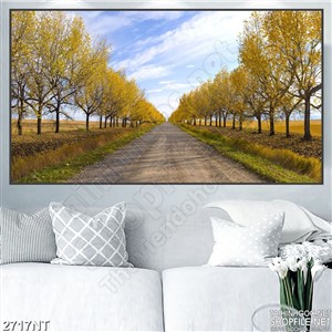 Tranh con đường lớn trên cánh đồng 3d