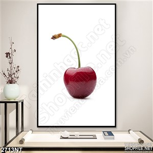 Tranh trái cherry đỏ mọng in uv