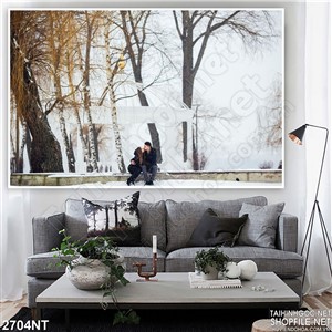 Tranh đoôi nam nữ trên đồi tuyết 3d