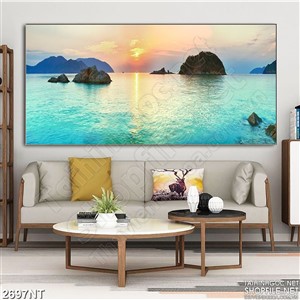 Tranh mặt biển xanh lúc xế chiều