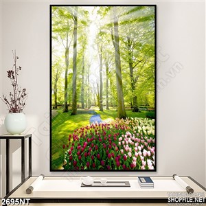 Tranh ánh dương xuyên khu rừng