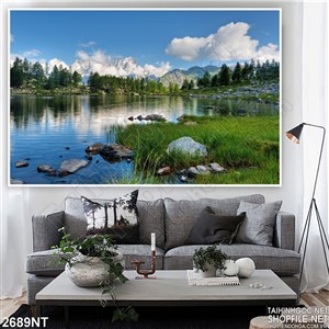 Tranh con sông dài trên đồng cỏ 3d