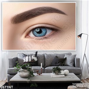 Tranh con mắt xanh và lông mày