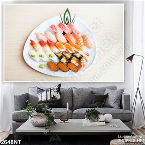 Tranh đĩa hải sản tươi treo tường