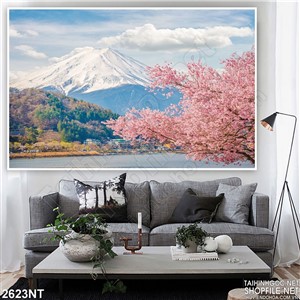 Tranh anh đào bên đỉnh núi phú sĩ