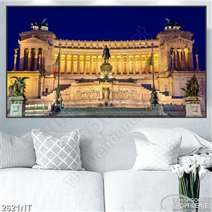 Tranh lâu đài nguy nga về đêm