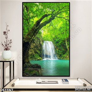 Tranh những tán cây xanh trong rừng