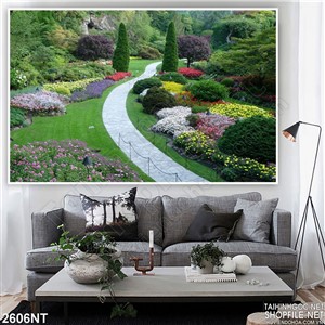 Tranh con đường nhỏ trong vườn hoa