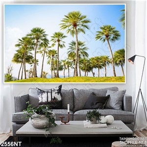 Tranh rừng dừa trên thảm cỏ non