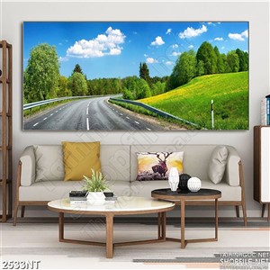 Tranh con đường giữa cánh rừng